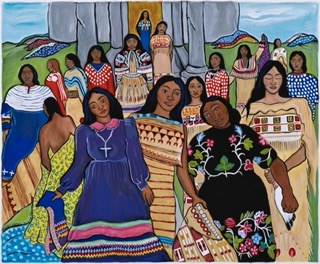"Ancestral Women Taking Back Their Dresses," (1990), by Sherry Farrell Racette, ©Sherry Farrell Racette 